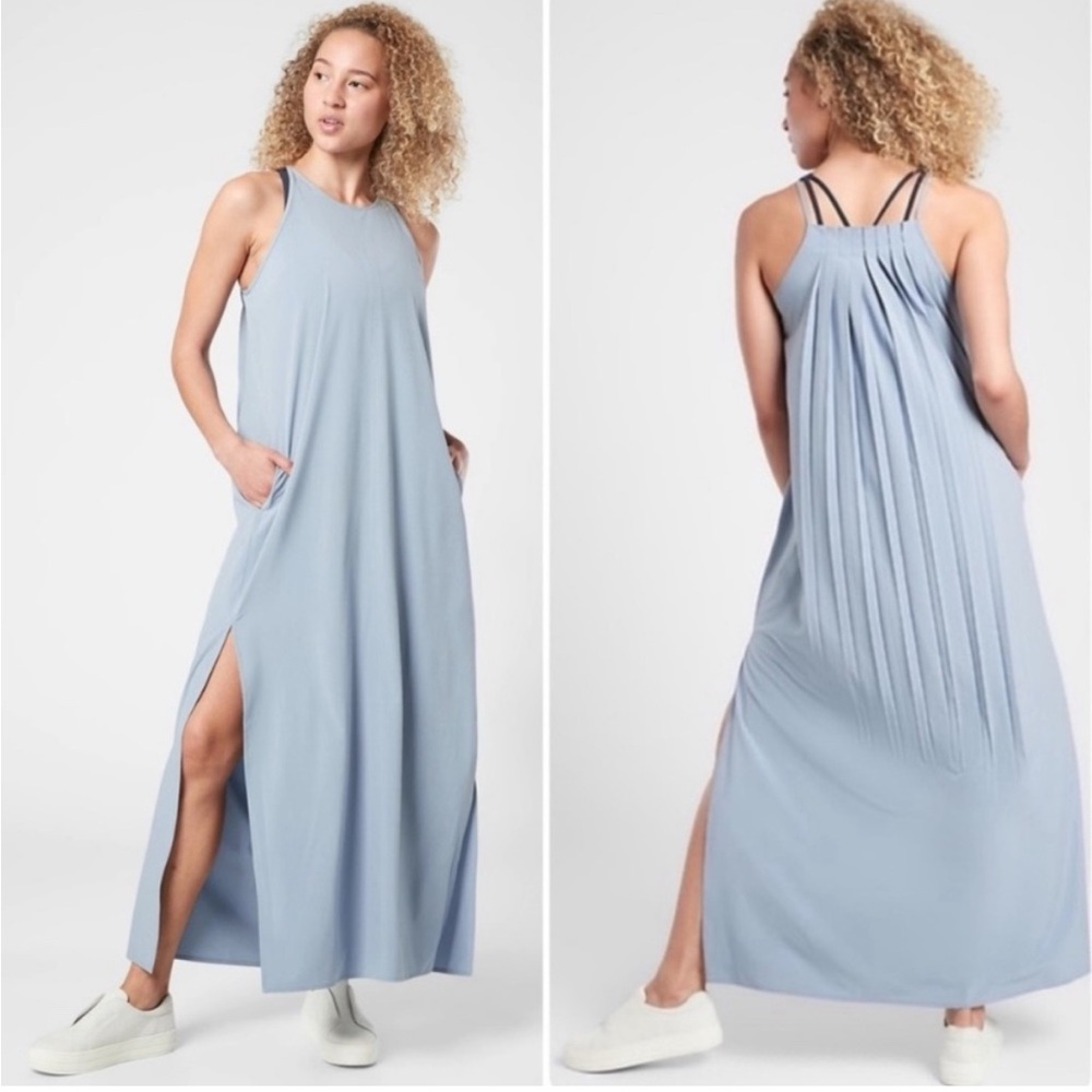 Athleta Hayes Pleated Maxi Dress L
